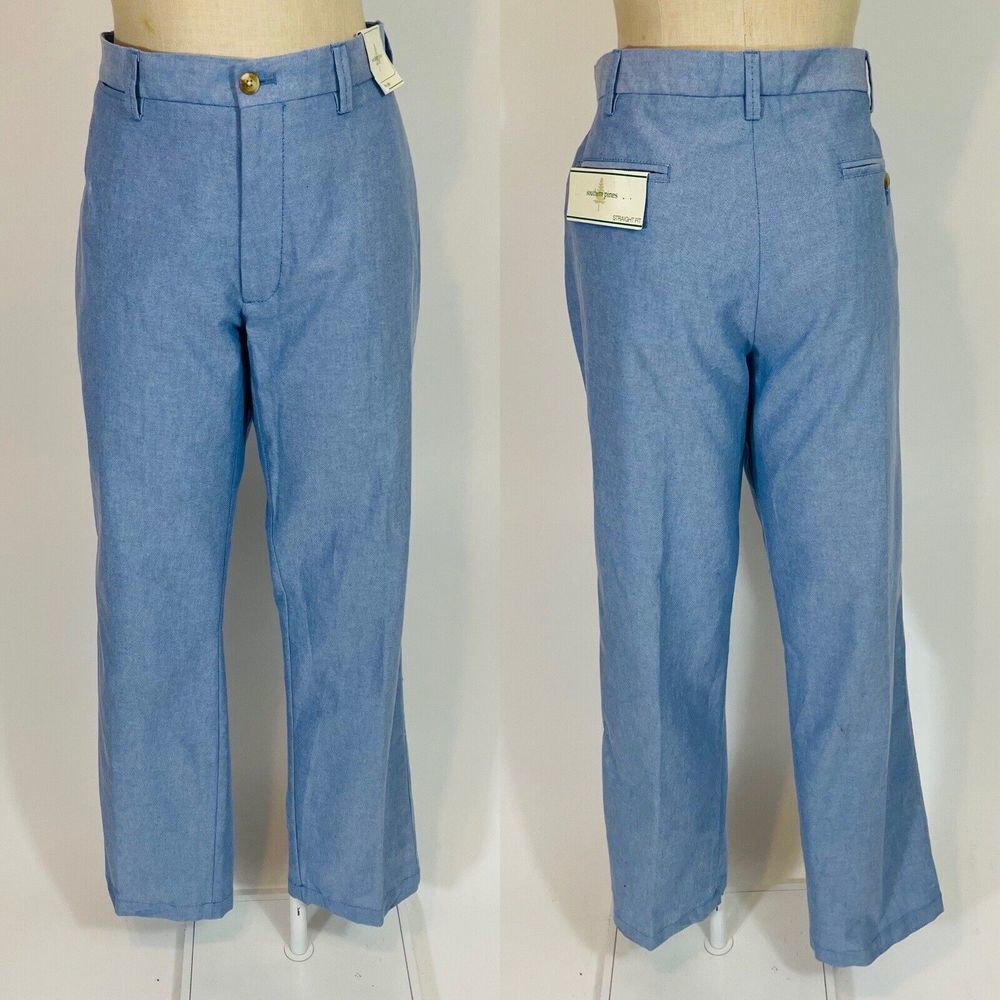 Southern Pines Straight Fit Blue Cotton Pants 38W x 30L Men's New With Tags